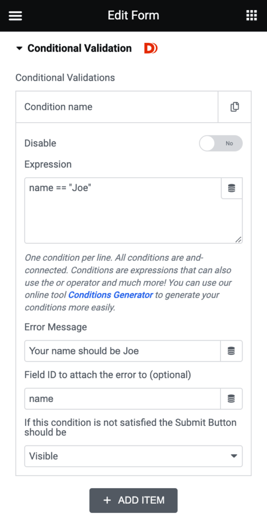 form-conditional-validation